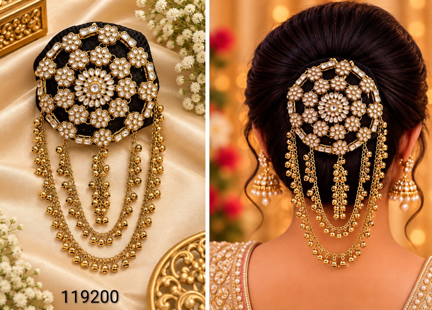 Ethnic Stone Juda Pin with Cascading Danglers